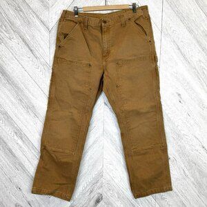 CARHARTT Pants Mens 38x30 Duck Canvas Double Knee P100098-211 Brown Relaxed Fit